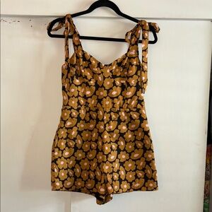 ANTHROPOLOGIE ROMPER- Brown and Pink